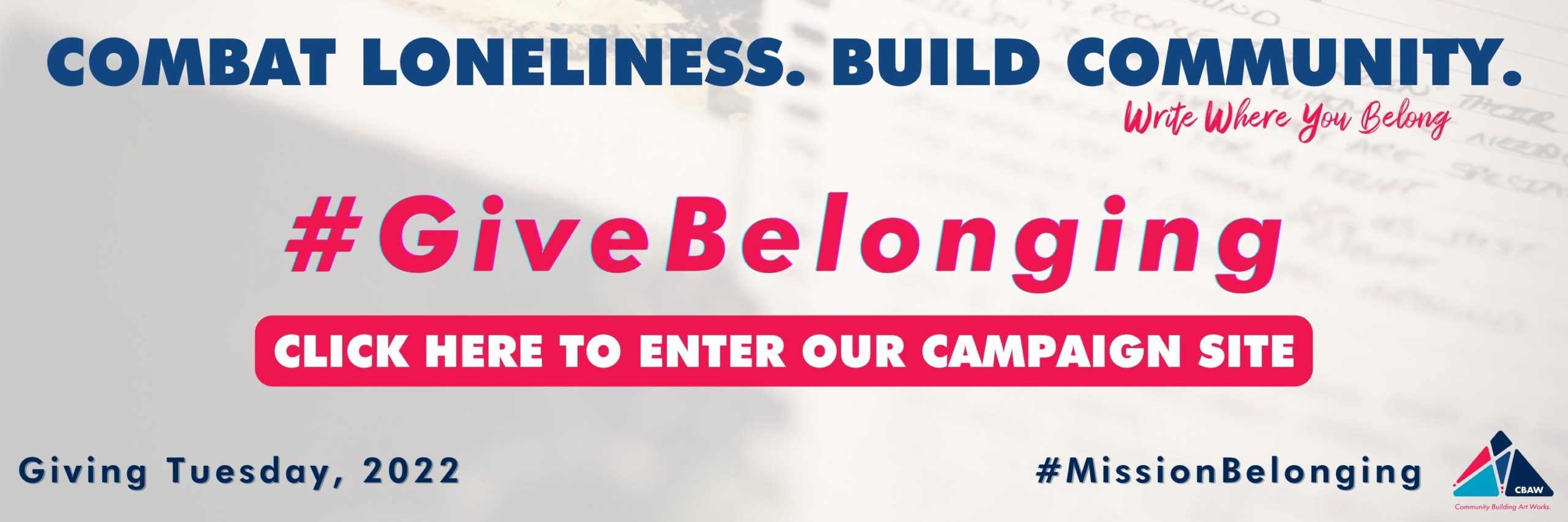 GiveBelonging on Giving Tuesday: Click here to enter our campaign site.