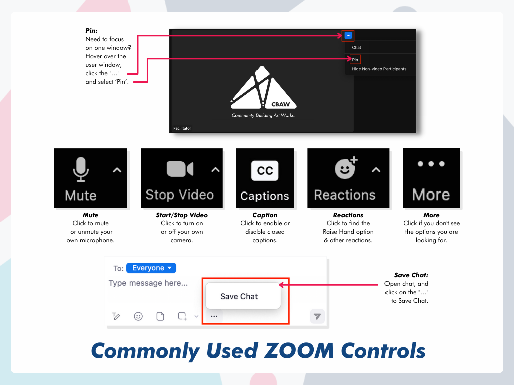 Commonly Used Zoom Controls